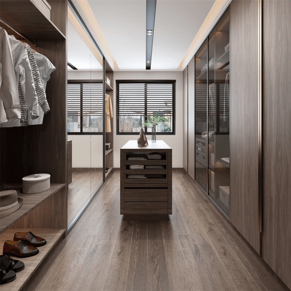Modern Walnut Walk In Closet